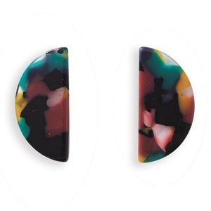 Colorful Tortoise Shell Semicircle Earrings NWOT